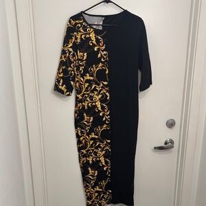 SHEIN Elegant Black and Gold Long Sleeve Dress